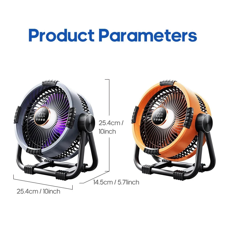 MUXNW Outdoor Camping Fan 20000mAh Portable Rechargeable Wireless Tent Ceiling Fan with LED Light Comes with Storage Bag