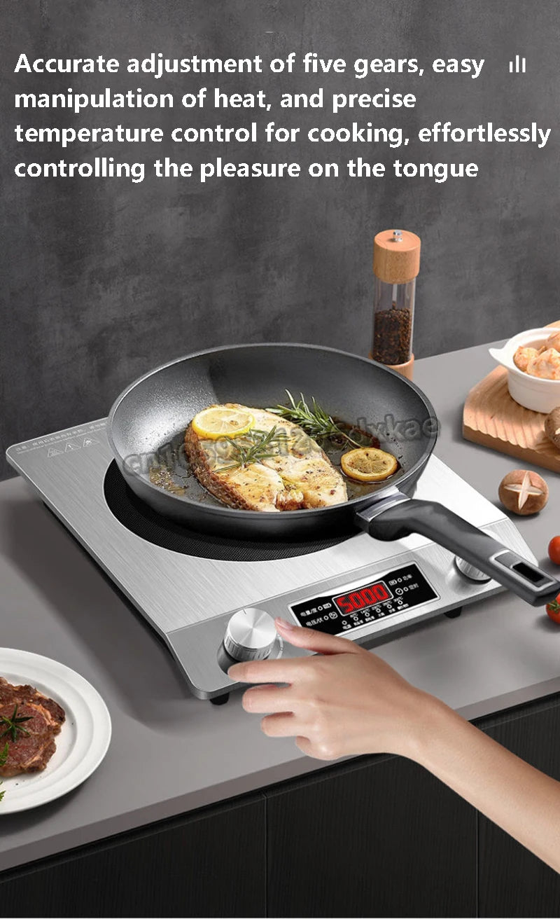 5000W High-power Commercial Desktop Induction Cooker Portable Induction Cooker Household Kitchen Canteen Milk Tea Shop