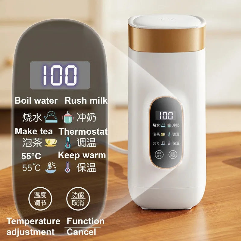 650ml Electric Water Cup Portable Temperature Control 304 Stainless Steel Electric Kettle Thermos Cup Travel Hot Water Kettle