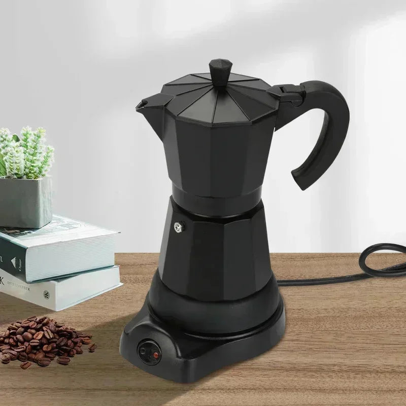 220V 300ml Aluminum Electric Mocha Pot Italian Style EU Plug-in Coffee Maker For Household Fast Convenient Electric Coffee Pot