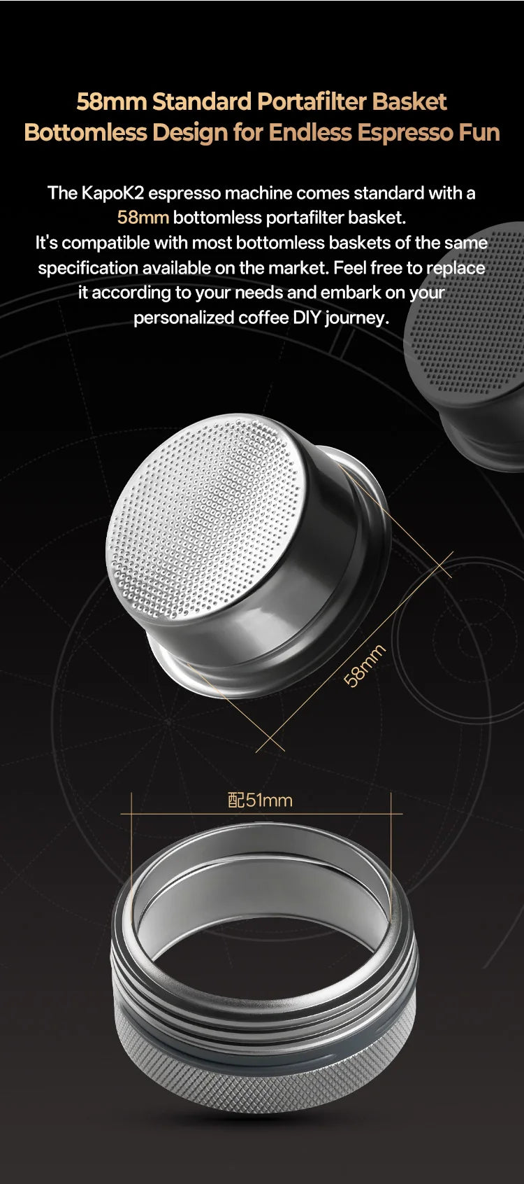 IKAPE Kapo K2 Portable Coffee Machine/Bluetooth Connection/Timer Function,51/58mm Espresso Bottomless Portafilter,Camping/Home