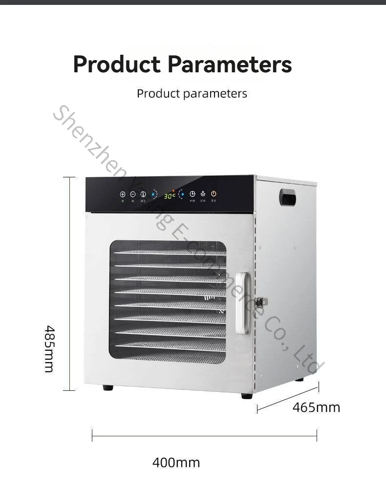 Compact household food dryer, 8-tray multifunctional smart fruit dryer, fruit and food dehydrator.