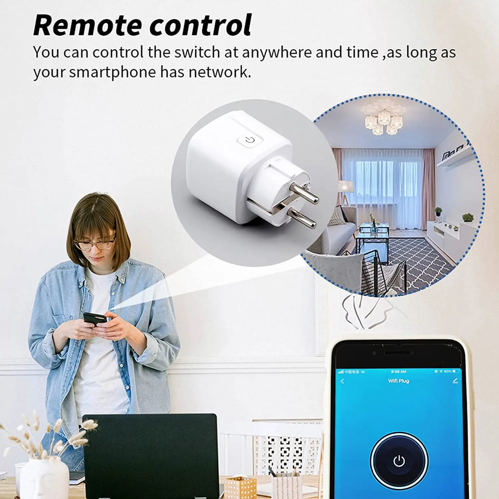 Smart Plug WiFi Socket EU 16A/20A Power Monitor Timing Function Tuya SmartLife APP Control Work with Alexa Google Home Alice