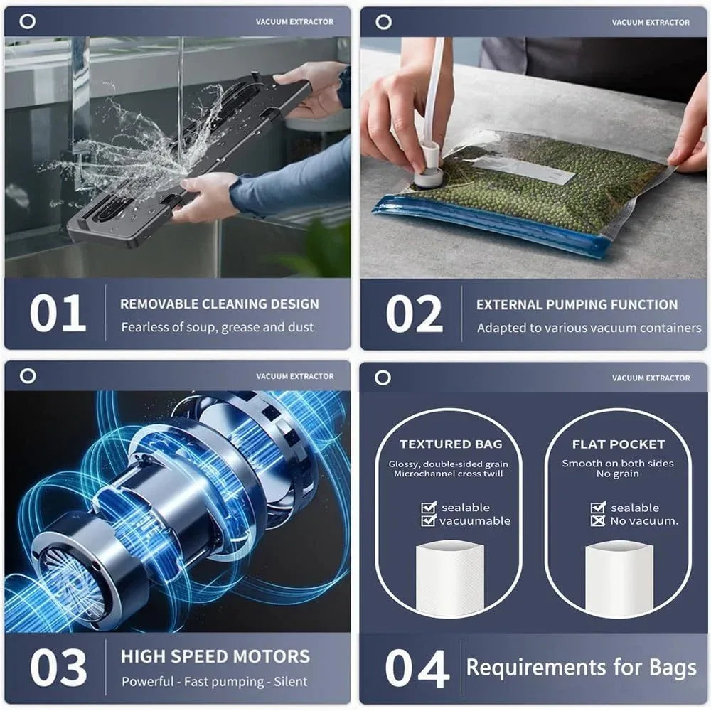 Vacuum Sealer Machine 139KPa Strong Suction Dry Moist Mode Automatic Food Sealer with Digital Timer, Built-in Cutter