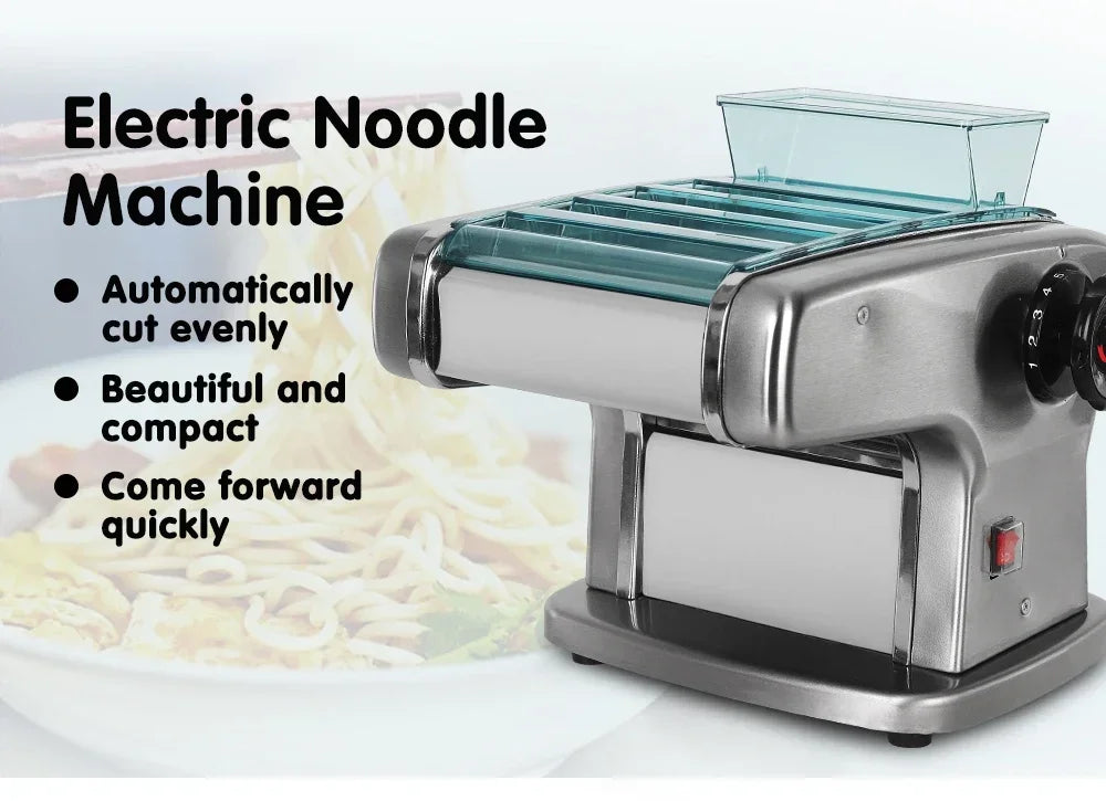HomeWise Electric Pasta Machine Noodle Maker 220V Commercial Stainless Steel Pressing Machine Dough Cutter Dumpling Skin