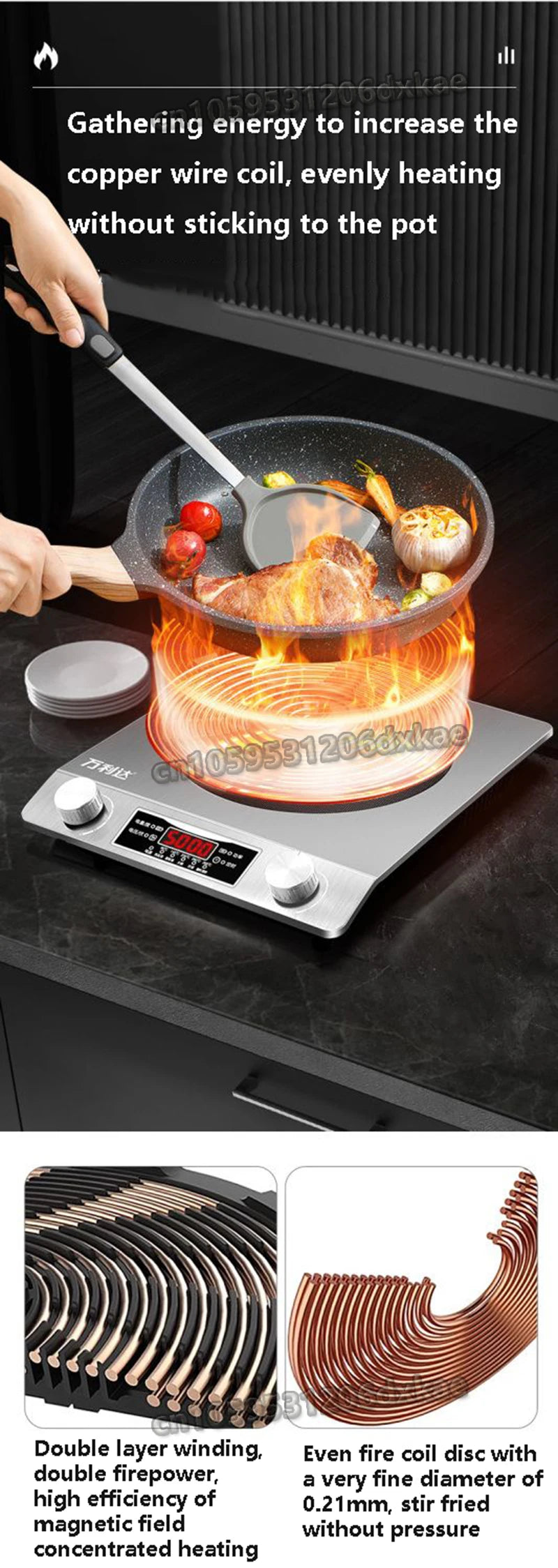 5000W High-power Commercial Desktop Induction Cooker Portable Induction Cooker Household Kitchen Canteen Milk Tea Shop