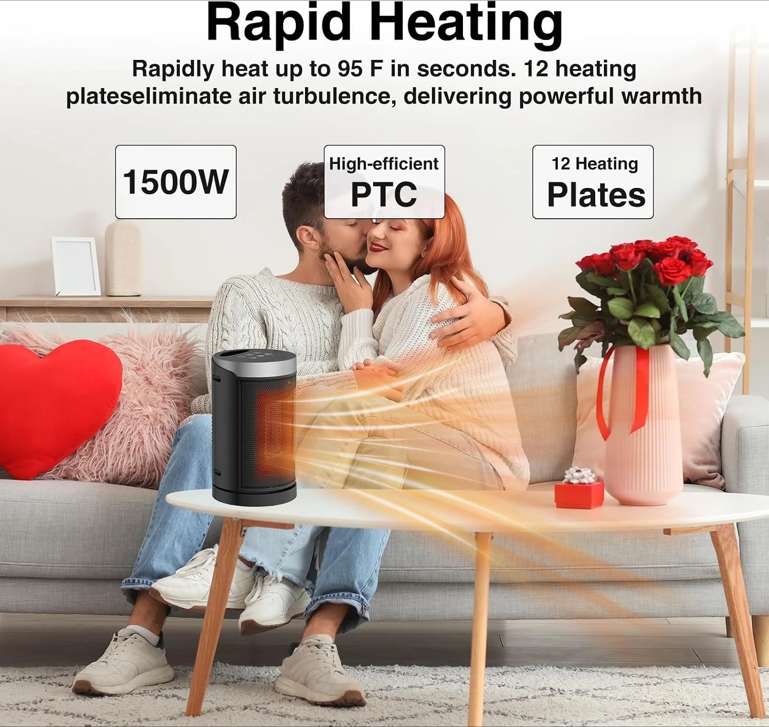 2026 New Upgrade Space Heater, Portable Electric Heaters For Indoor Use,70°Oscillation | Thermostat, Remote Control