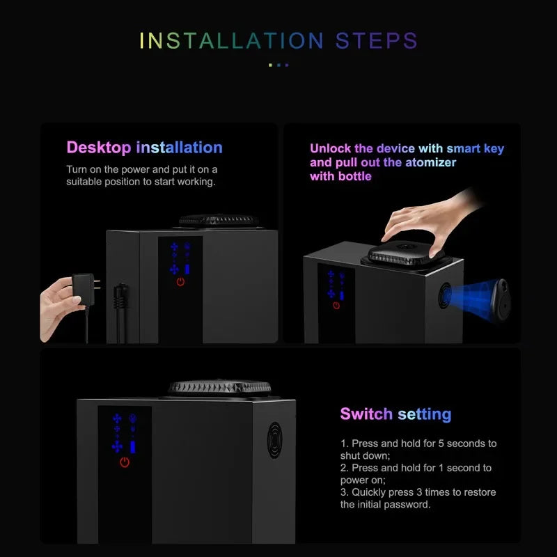 A300 HVAC Fragrance Scent Aroma Machine Bluetooth/wifi Electric Perfume Oil Diffuser for Hotel Lobby 200ml App Control 900cbm