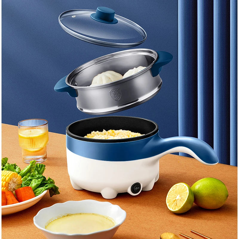 2L Portable Car Electric Hot Pot,12V/24V Multifunction Double‑Layer Cooking Pan, Travel Soup Rice Cooker Steamer for Car & Truck