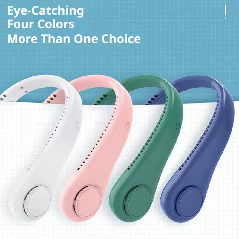 Fan Long Battery Neck Portable No Bladeless Hanging Neck Rechargeable Air Cooler 3 Speed Mini Summer Sport Fan