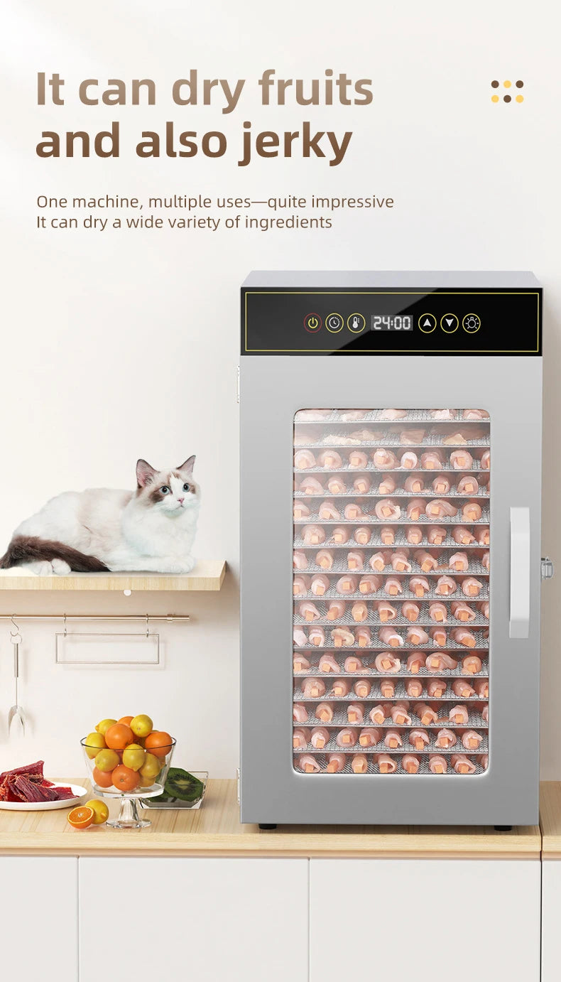 DIVEDEER 6-18 Layer Stainless Steel Food Dehydrator with Adjustable Temperature Control (30~90°C) for Fruits Vegetables Meat
