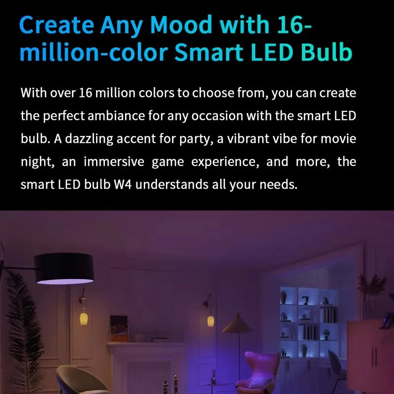 Yeelight Smart LED Bulb W4 Lite E27 BLE+WIFI 800lm 8W 2700-6500K Remote control Smart home Works on Homekit, Google, Alexa