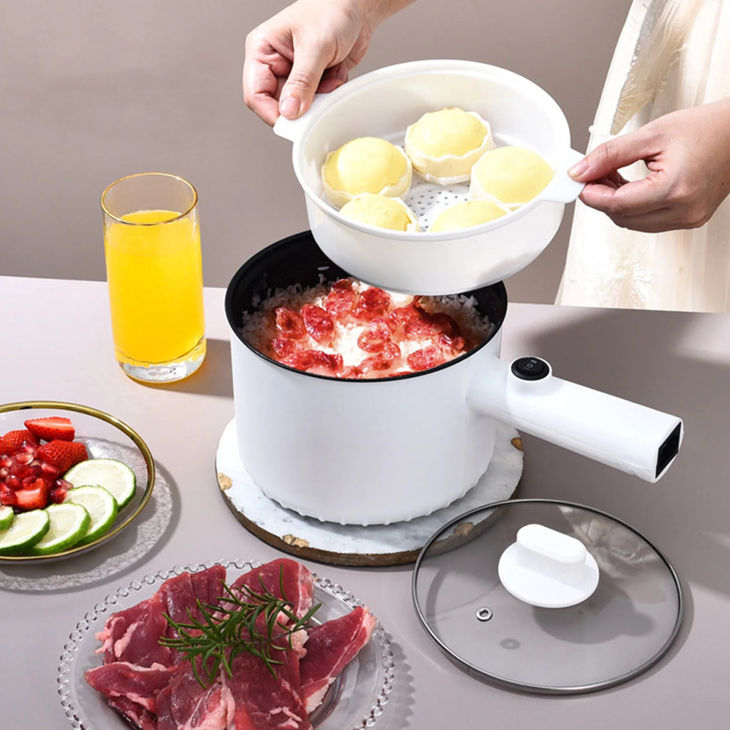 1.5L Electric Cooking Pot Non Stick 2 Gear Temperatures Multifunctional Mini Electric Hot Pot for Dorm Kitchen
