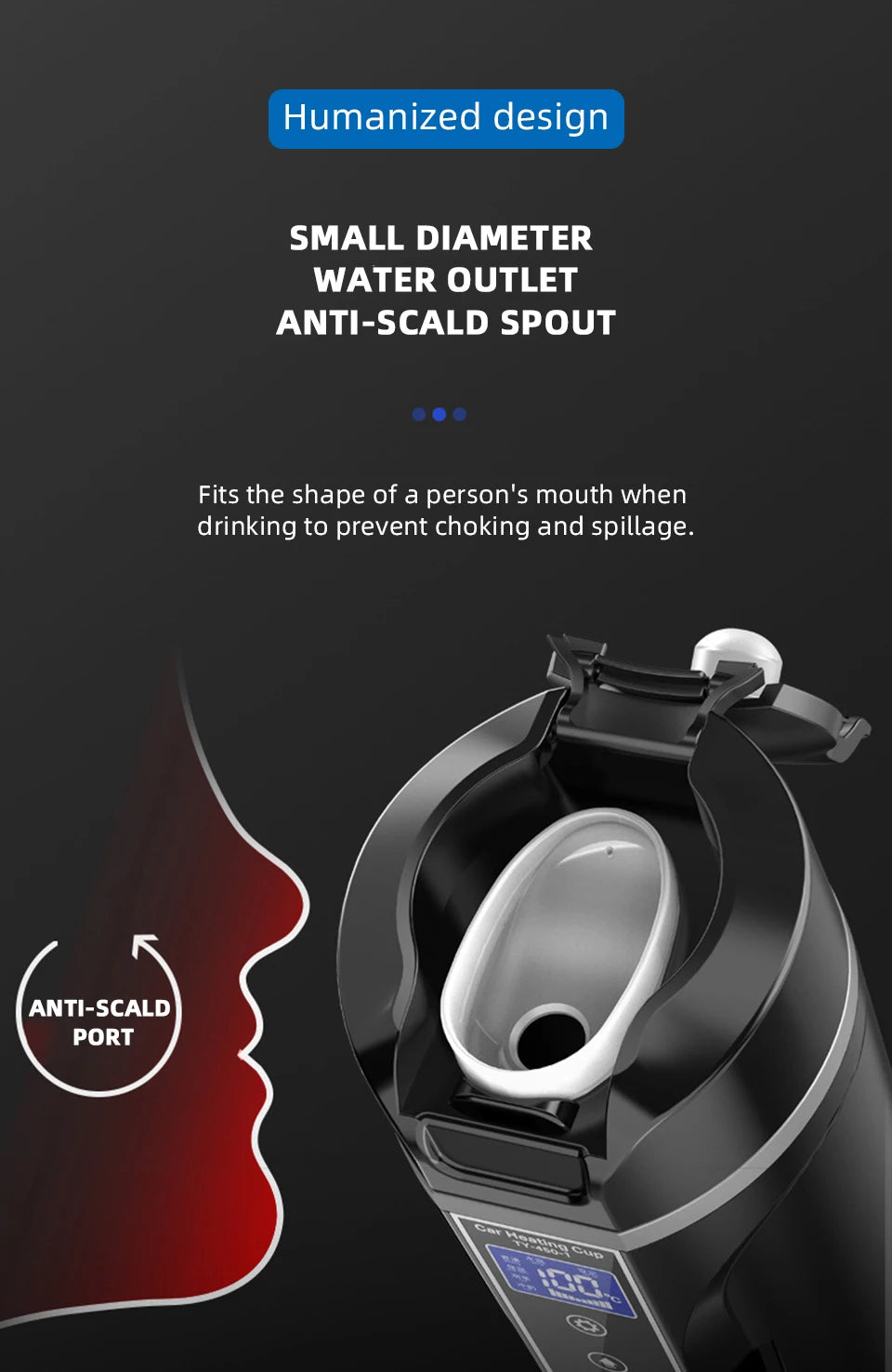 Yanace 500ML Portable Car Electric Kettle Smart Temperature Control Travel Heating Cup for Coffee Milk Tea 12V Auto Boiler