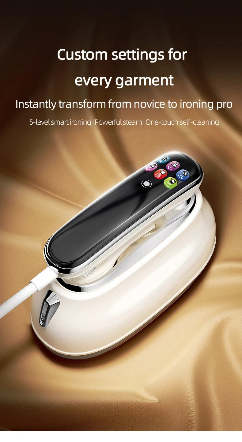 EU Handheld Steam Iron 2026 New Smart LED Digital Display Home Travel Portable Steam Iron 1200W High Power Handheld Hanging Iron