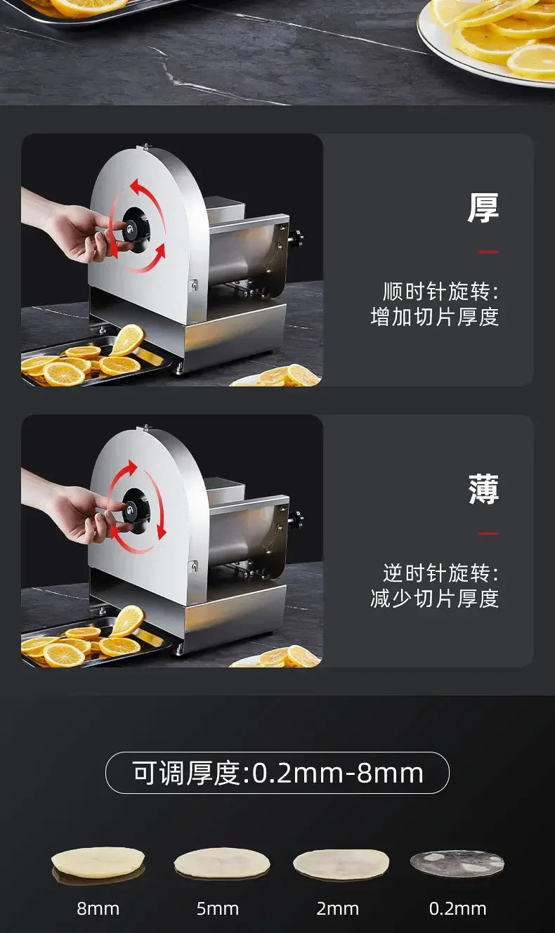 Electric lemon fruit slicer potato lotus root slices slicing potato chips machine manual slicer garlic slices carrot commercial