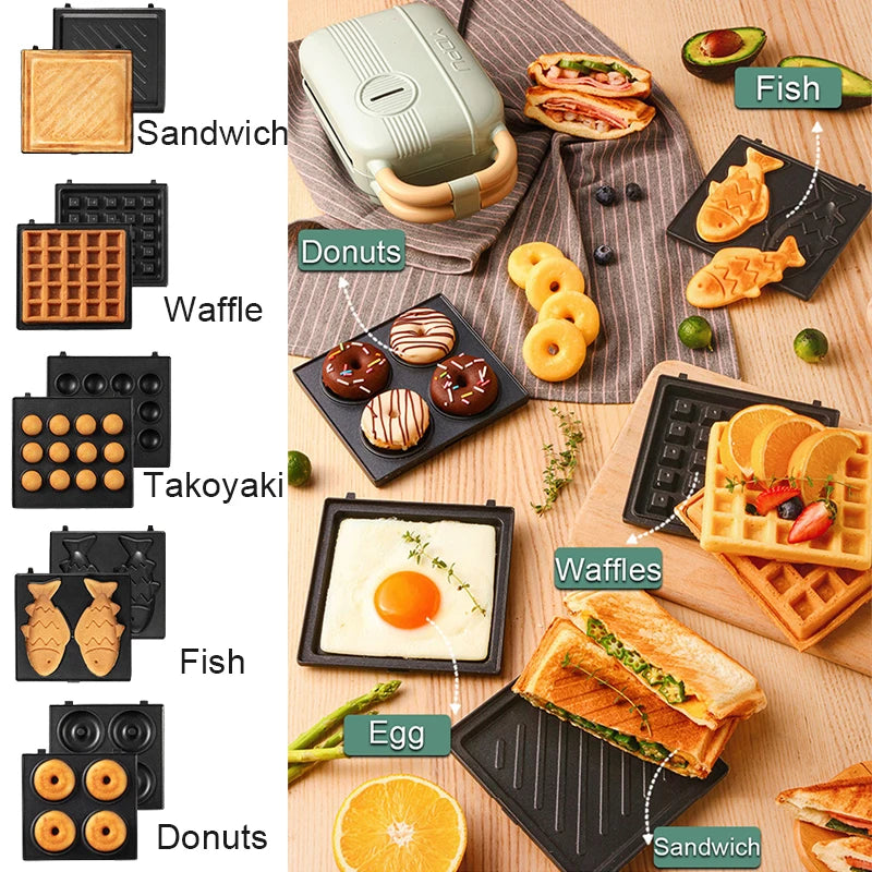 YIDPU 2026 3-in-1 Electric Toaster Waffle Maker Breakfast Pancake Donut Egg Waffle Fish Cake Oven - Sandwich Maker