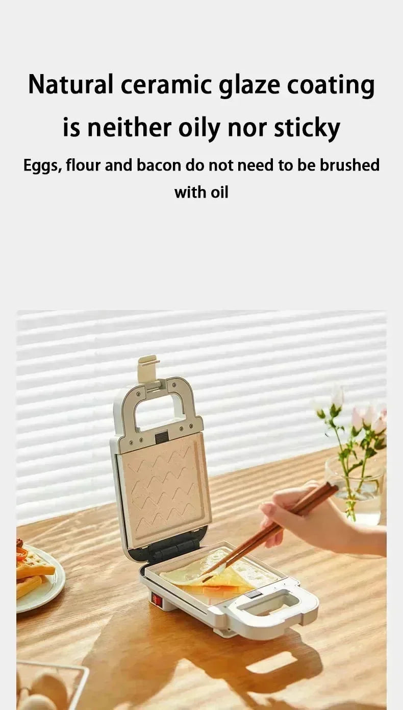 220V 600W Sandwich Machine Breakfast Machine Household Multi-functional Small Waffle Toaster Plus Waffle Plate