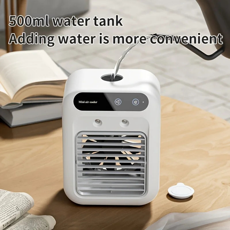 USB Desktop Humidifier Fan Water Tank Mini Air Cooler Portable Cooling Device 1800mAh Lithium Battery Low Voltage Operation Fan