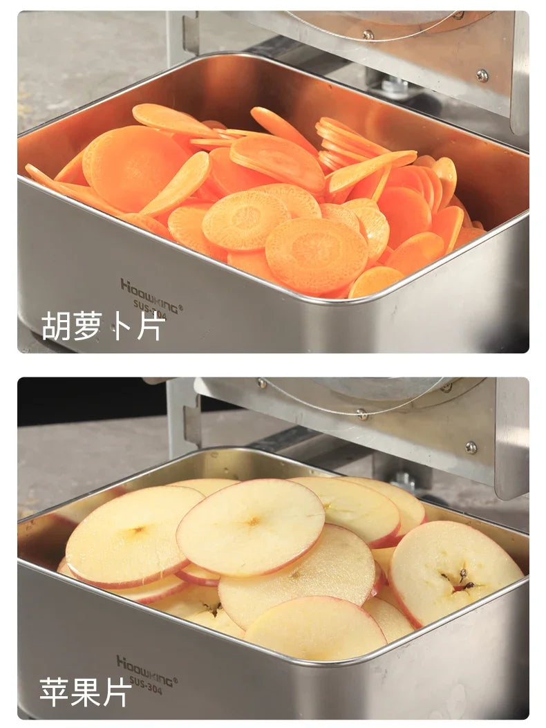 Commercial stainless steel electric slicer for cutting garlic and lemon slices, fruit slices and thin slices