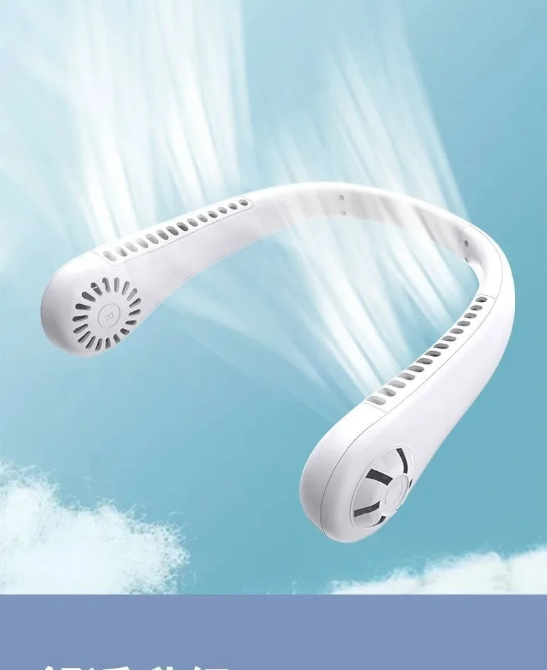 Hands Free Neck Fan Portable USB Rechargeable Bladeless Cooling Fan Quiet Wearable Fan for Summer Travel 3 Speed Mini Long Endur
