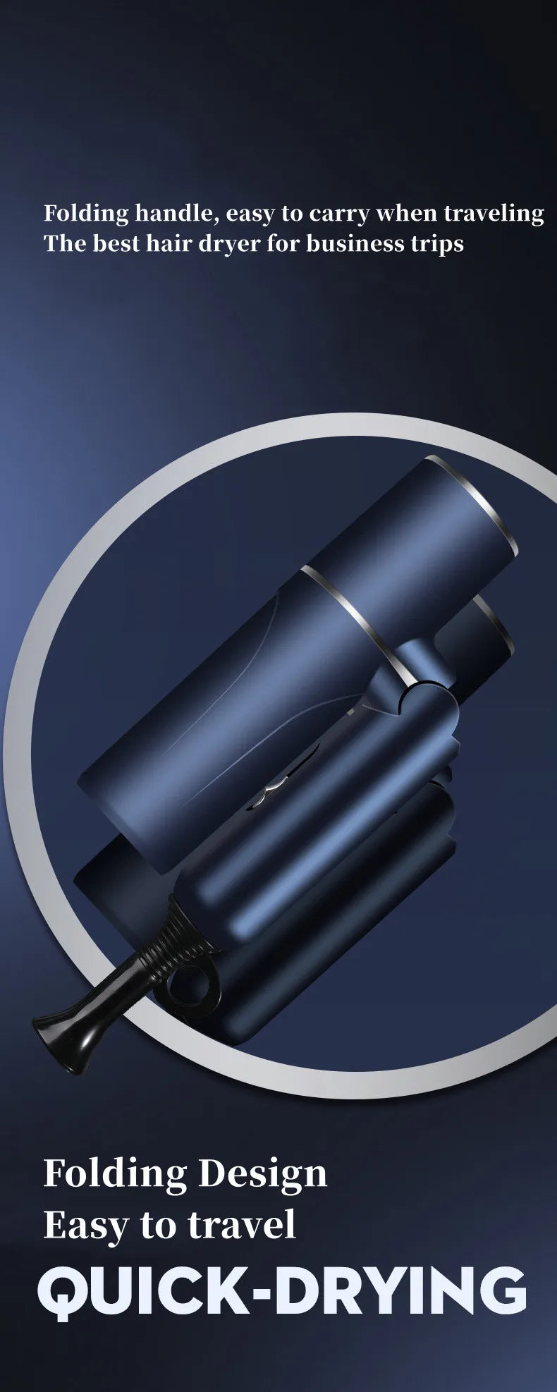 New Foldable Hair Dryer Blue Light Negative Ion Hair Care 1200W High Power Fast Drying Home Student Dormitory Travel Hair Dryer