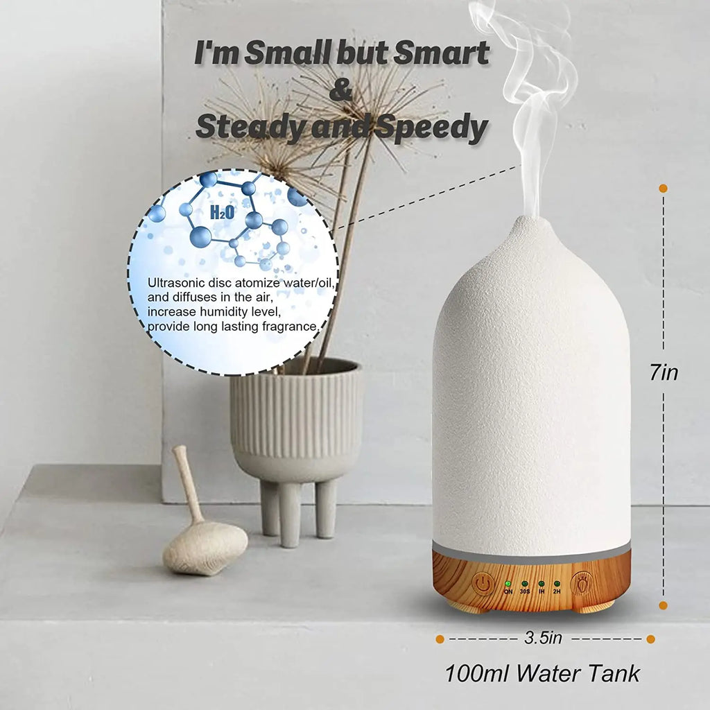 Ceramic Air Humidifier Aroma Diffuser Aromatherapy Cool Mist Ultrasonic Essential Oil  Diffuser With 7 LED Humidifier