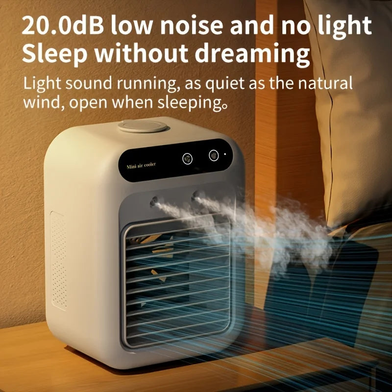 USB Desktop Humidifier Fan Water Tank Mini Air Cooler Portable Cooling Device 1800mAh Lithium Battery Low Voltage Operation Fan