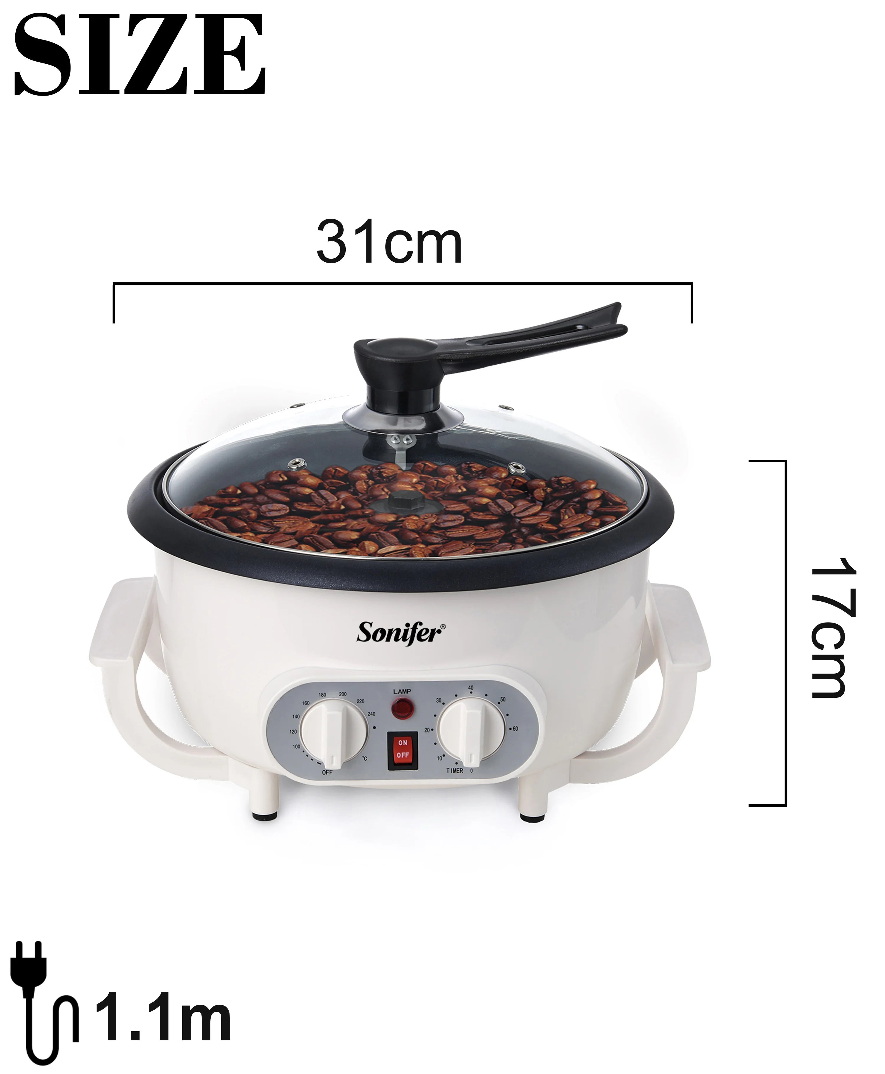Electric Coffee Bean Roaster Coffee Baked Peanut Beans Baking Stove Popcorn Make Dryer Roasting Machine Grain Drying Sonifer
