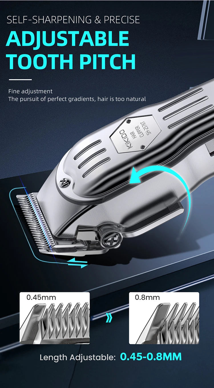 KIKIDO 2 IN 1 Hair Clipper Professional Hair Cutting Machine Rechargeable Barber Hair Trimmer Cordless Haircut Clipper for Men