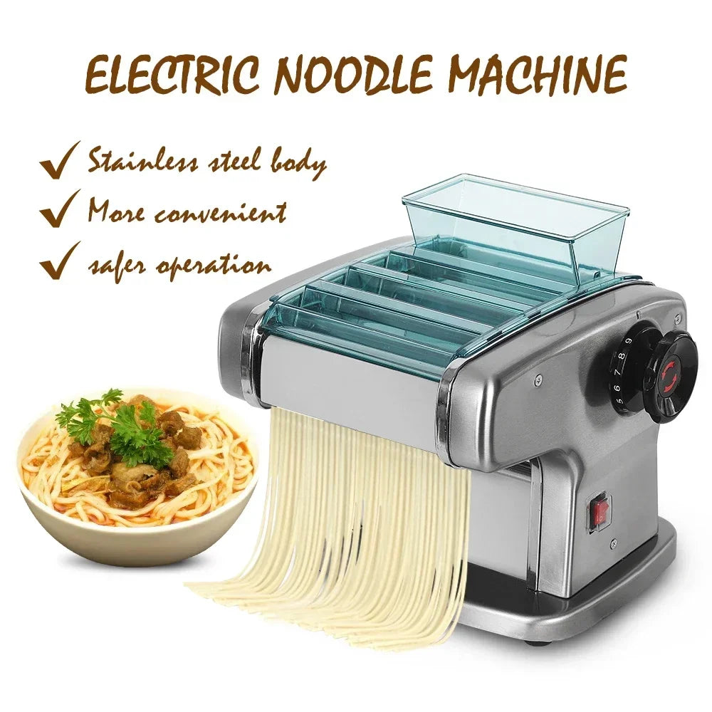 HomeWise Electric Pasta Machine Noodle Maker 220V Commercial Stainless Steel Pressing Machine Dough Cutter Dumpling Skin