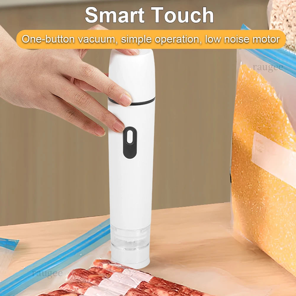 Air Vacuum Pump Automatic Food Sealing Air Pump USB Rechargeable Sealer Pump For Food Handheld Dry/wet Food Sealer Pump