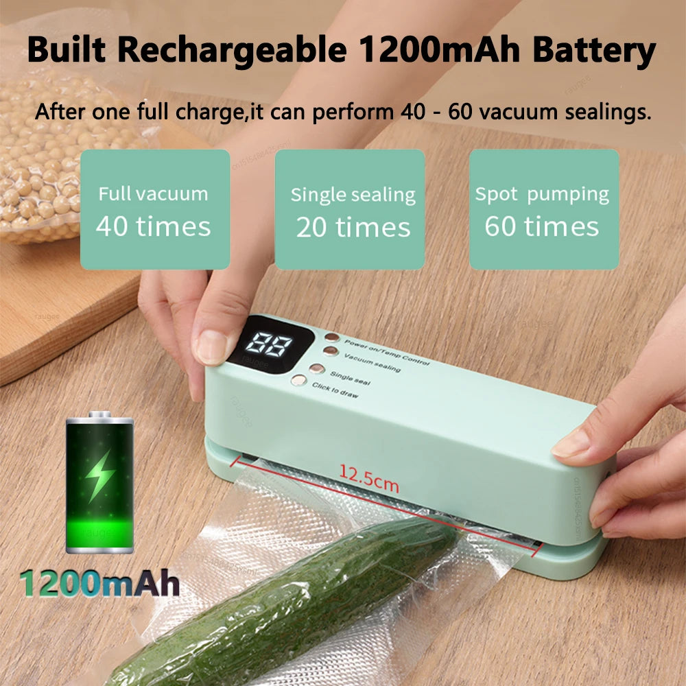 Vacuum Sealer Handheld Food Packaging Sealing Machine Home Wireless Vacuum Sealer Pump With Reusable Zipper Vacuum Bags