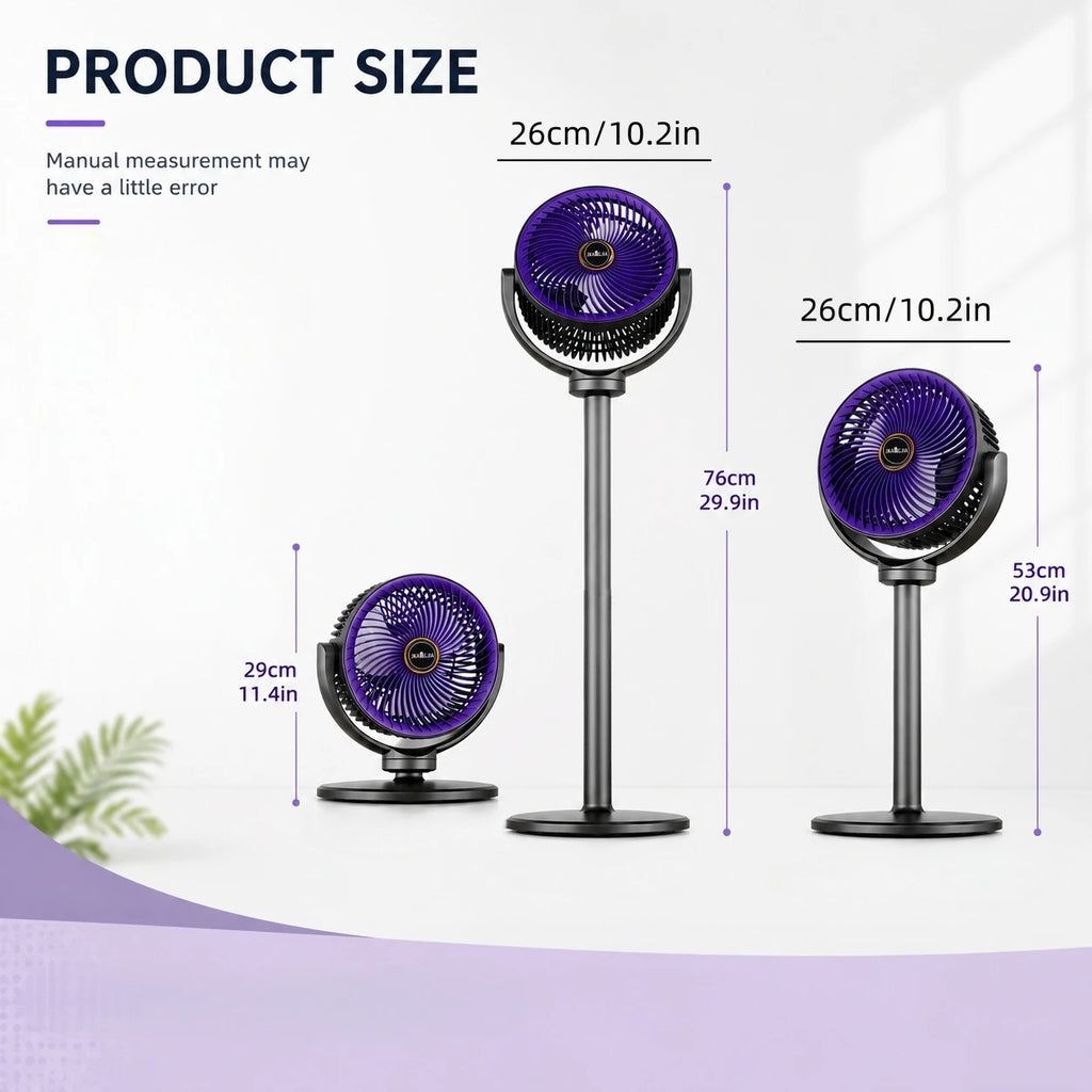 Modern 2-in-1 Floor Desk Air Circulator Fan 5 Speeds Powerful Airflow Portable USB Pedestal Fan for Home Bedroom Office