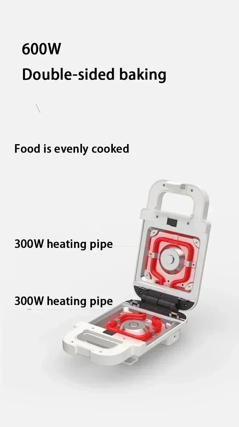 220V 600W Sandwich Machine Breakfast Machine Household Multi-functional Small Waffle Toaster Plus Waffle Plate