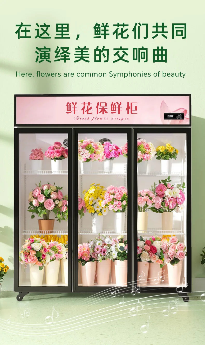 HXL Flower Shop Commercial Fresh Flower Preservation Cabinet Large Capacity Air-Cooled Freezer Refrigerated Fresh Preservation