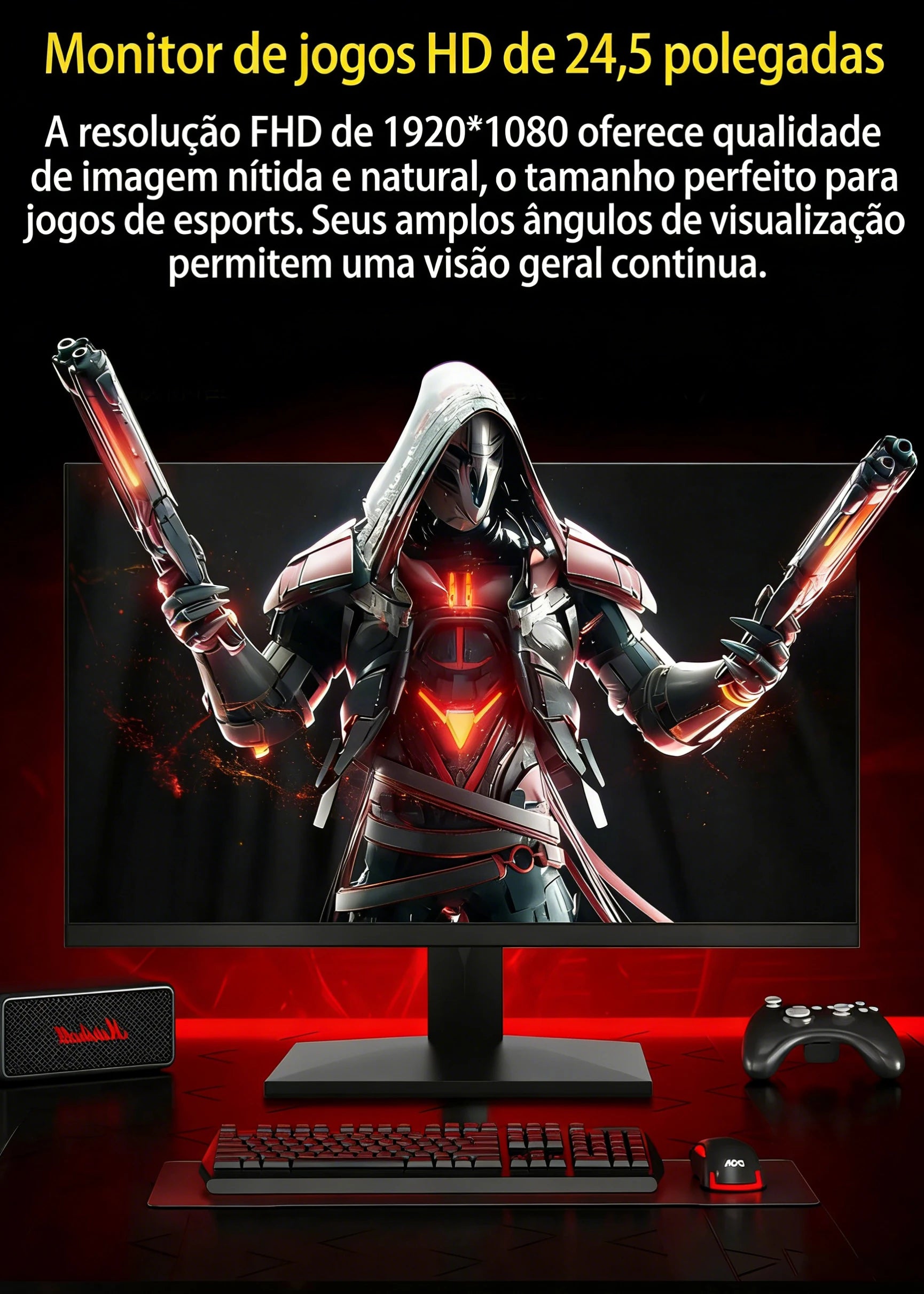 24.5 Inch 240Hz Gaming Monitor 1920×1080P 120%sRGB HDR400 IPS Screen FHD 400Nits Display DP HDMI VESA Gaming PC Monitor