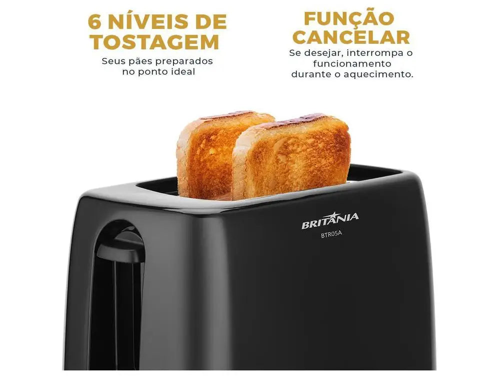 Black Britannia Toaster 2 Slice 6 Levels of Toasting BTR05A Reference-220V
