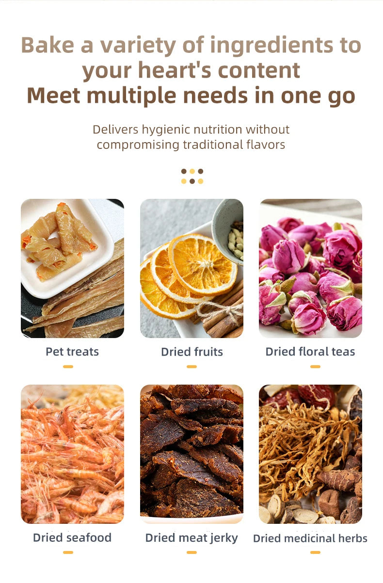 DIVEDEER 6-18 Layer Stainless Steel Food Dehydrator with Adjustable Temperature Control (30~90°C) for Fruits Vegetables Meat