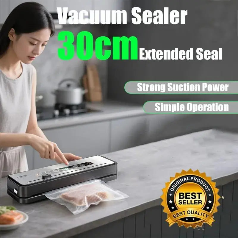 Vacuum Sealer Machine 139KPa Strong Suction Dry Moist Mode Automatic Food Sealer with Digital Timer, Built-in Cutter