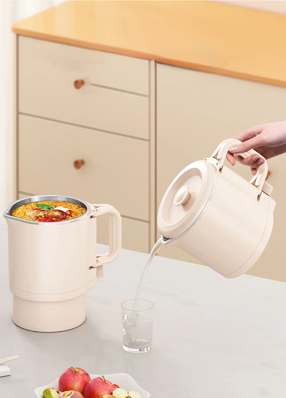 New 800ml Small Portable Electric Kettle Foldable 3 in 1 Multifunctional Travel Electric Kettle Household Rice Cooker Hot Pot