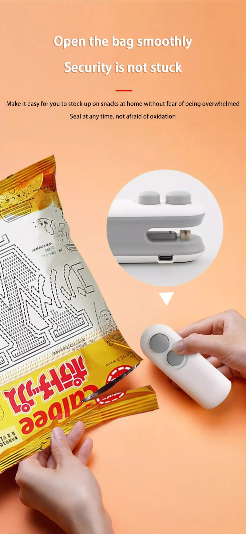 2 In 1 Sealer Cutter Multifunctional Mini Bag Sealer Portable Resealer Machine Handheld Bag Sealing Machine for Plastic Bags