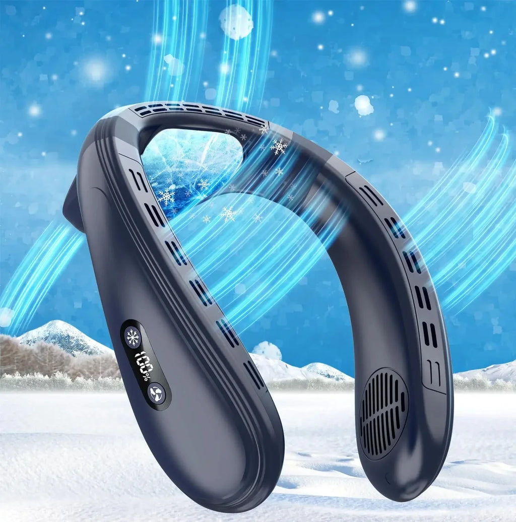 New Portable Neck Fan 5200mAh Neck Air Conditioner Rechargeable Semiconductor Cooling Fan Outdoor Personal Fan Wearable Cooler