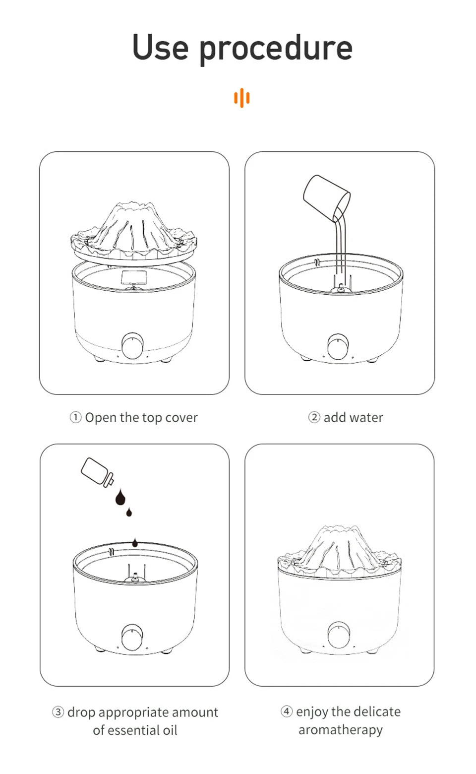 Volcano Aromatherapy Diffuser Smoke Ring Ultrasonic Air Humidifier with Flame Lamp Remote Control Essential Oil Aroma Diffuser