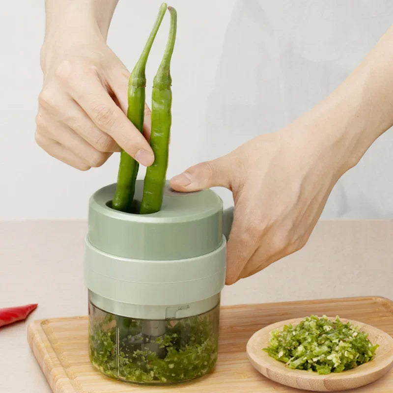 6 in 1 Electric Food Processor Vegetable Cutter Garlic Masher Wireless Grinder Handheld Blender Auto Slicer Kitchen Accessories