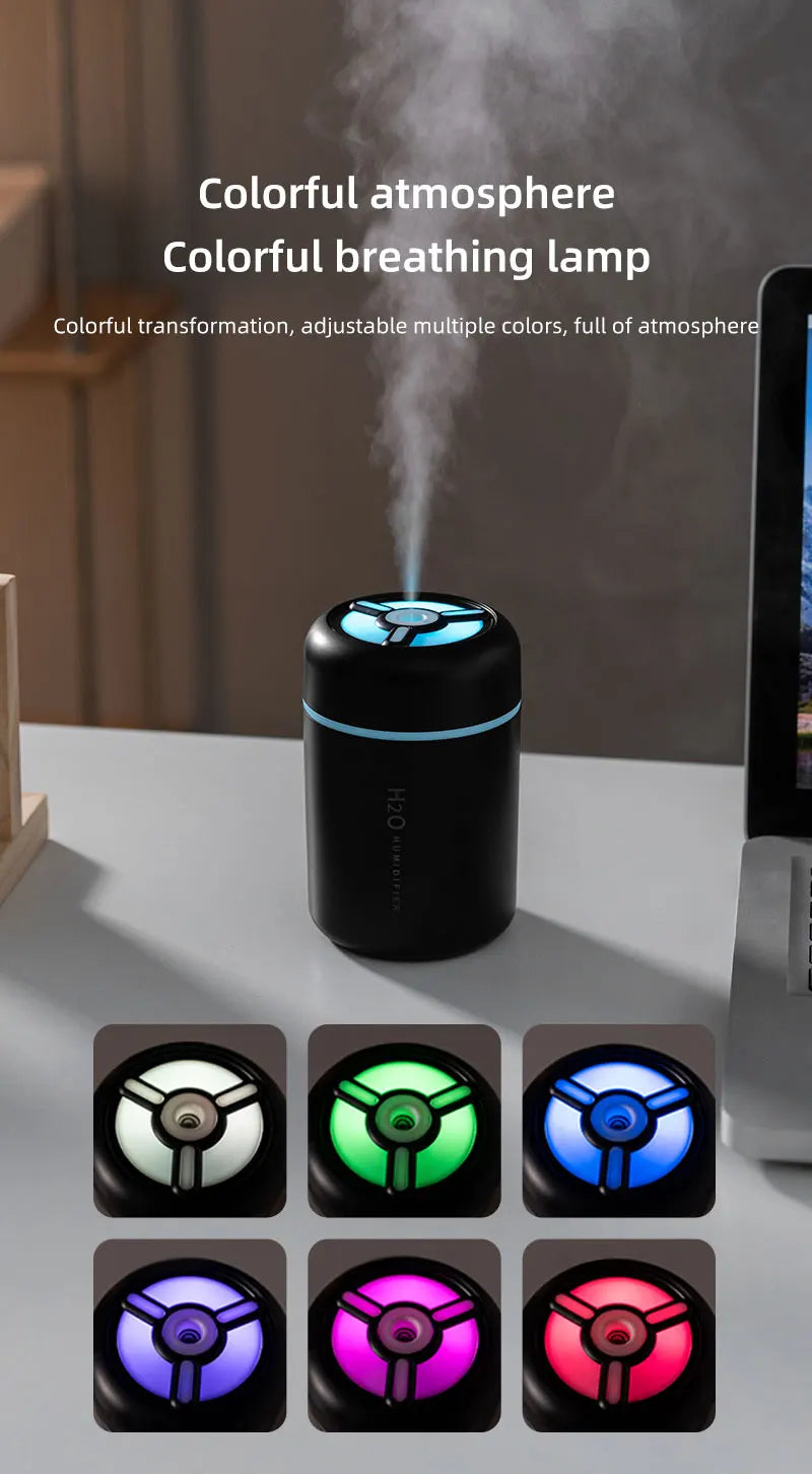 New Portable Colorful Mini Humidifier for Car Home USB Mini Air Humidifier with LED Night Light Silent Ultrasonic Humidifier