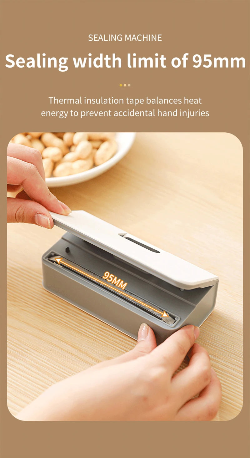 Plastic Bags Sealer Mini Heat Bag Sealing Machine 2 in 1 Heat Bag Sealer Food Packaging Sealing Machine Portable Bags Sealer