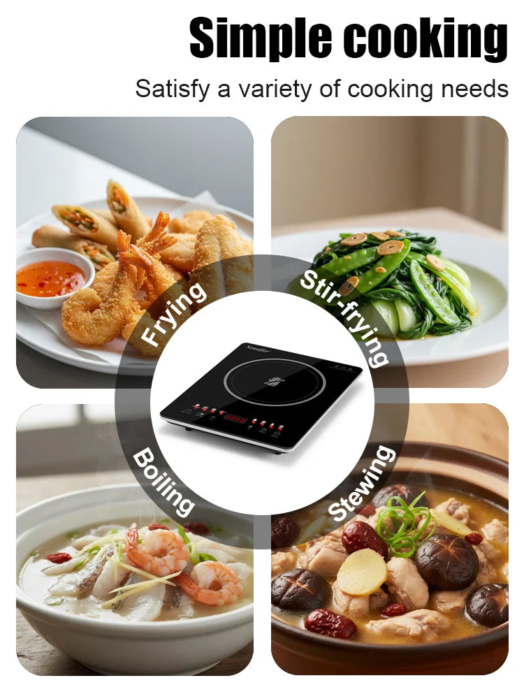 Portable Induction Cooker Sonifer SF-3048 1400W Electric Stove Single Heating Plate Timer Function Overheat Protection