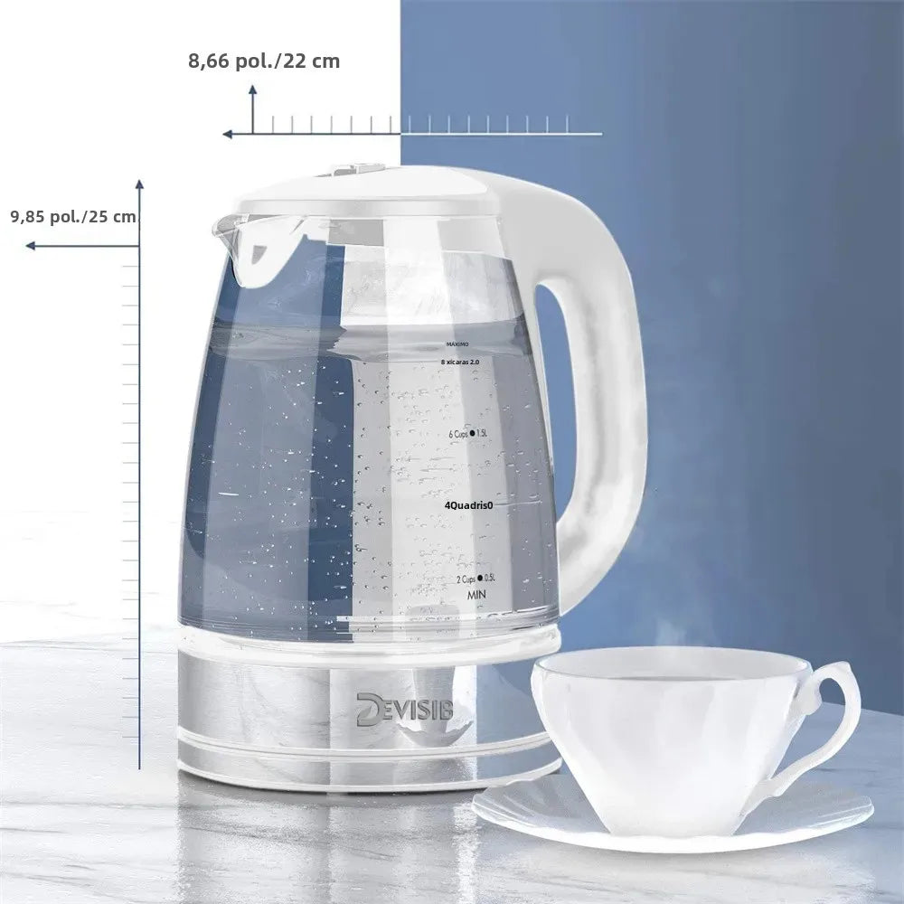 DEVISIB Electric Glass Kettle, 2200W Fast Boiling, Temperature Control, 4-Hour Keep Warm, 2.0L Tea Kettle & Hot Water Boiler