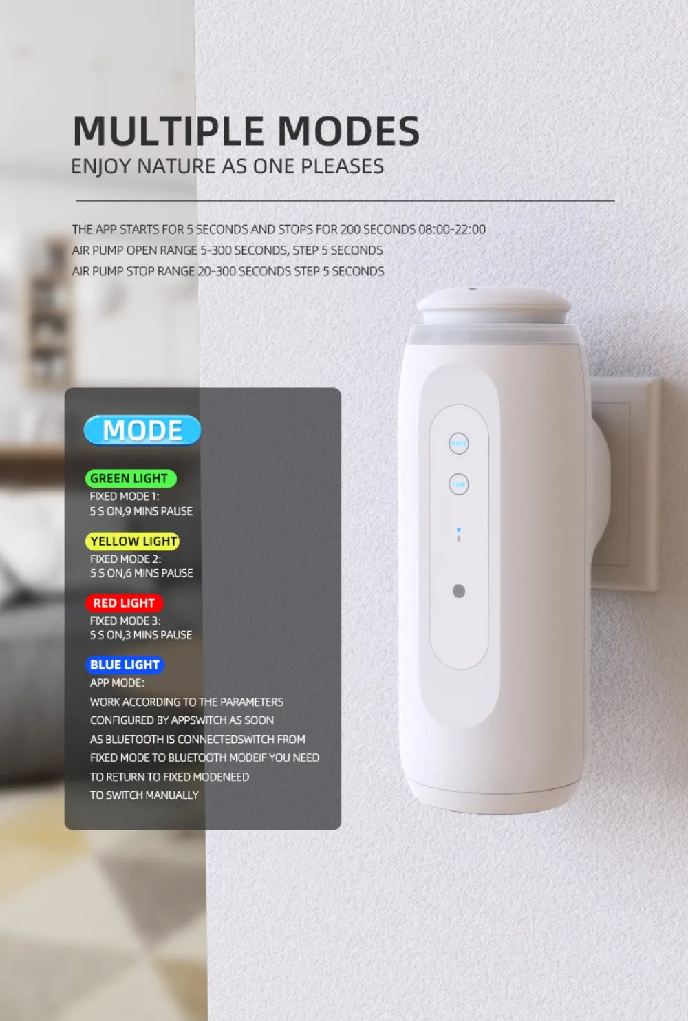 Waterless Essential Oil Diffuser Wall Plug Aroma Oil Diffuser Cool Mist Electric Scent Machine Smart Bluetooth Control For Home